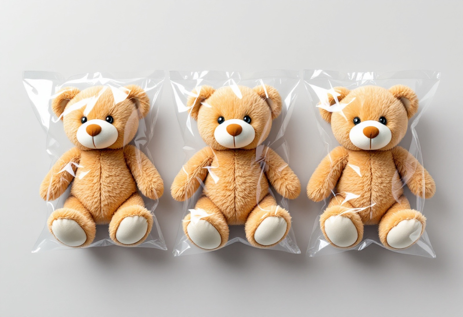 Peluche nuevo, envasado individualmente